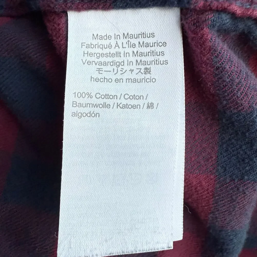 J.Crew Men's Navy Blue & Red Buffalo Check Long Sleeve Flannel Shirt - Size‎ M